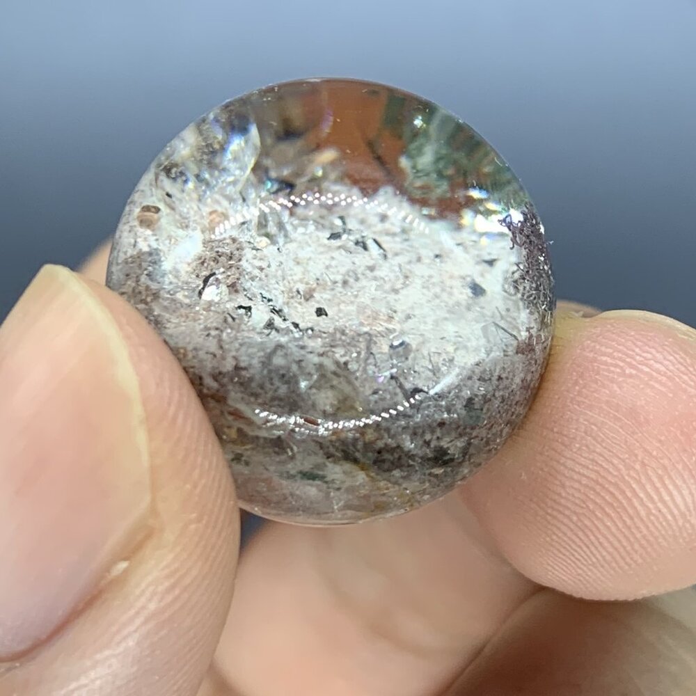 Natural Light Pink Phantom Quartz Sphere, Crystal Ball